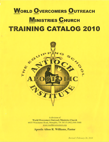 ANTIOCH APOSTOLIC INSTITUTE (AAI) TRAINING CATALOG 2010: THE EQUIPPING SCHOOL PDF